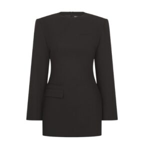 Black Tailored Long-Sleeve Mini Dress